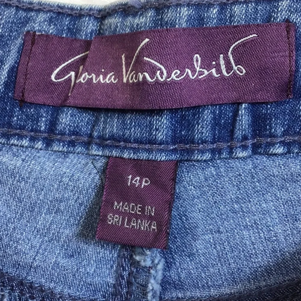 🪞Gloria Vanderbilt Petites Alexandra Embellished High Rise Frayed Edge Sz.14 - Picture 2 of 10